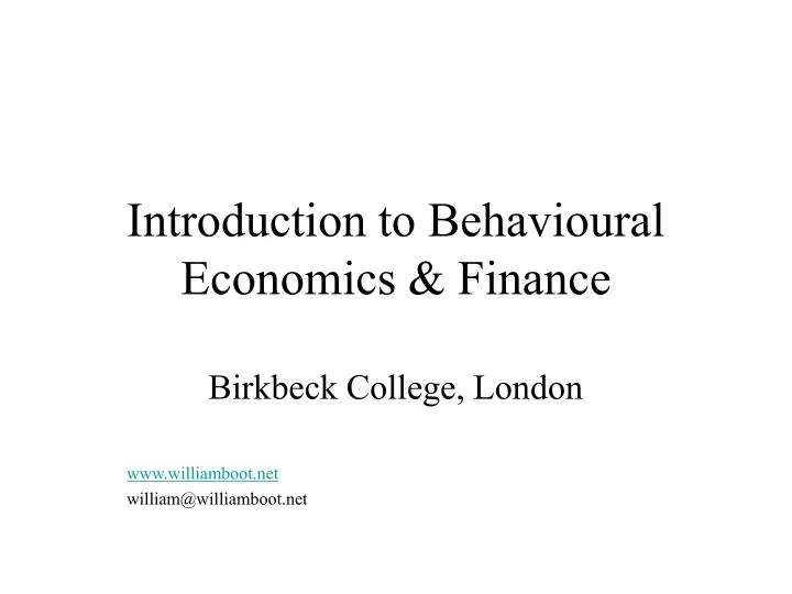 introduction to behavioural economics finance