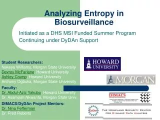 Analyzing Entropy in Biosurveillance
