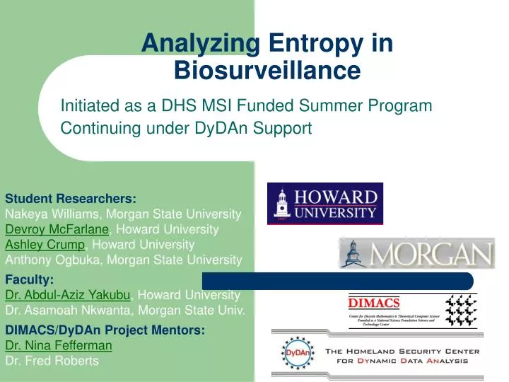 analyzing entropy in biosurveillance
