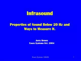 Infrasound Properties of Sound Below 20 Hz and Ways to Measure It.