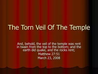 The Torn Veil Of The Temple