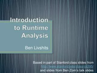 Introduction to Runtime Analysis