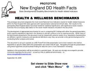 PROTOTYPE New England DD Health Facts State Developmental Disability Benchmarks for Health-related Indicators