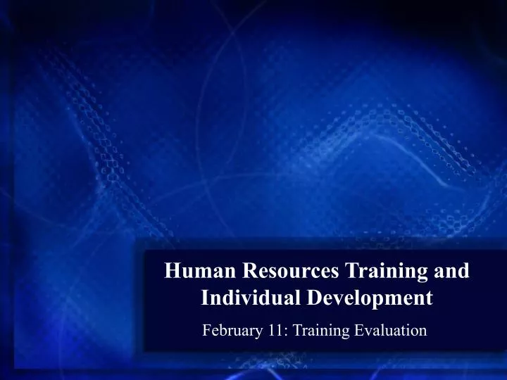 human resources training and individual development
