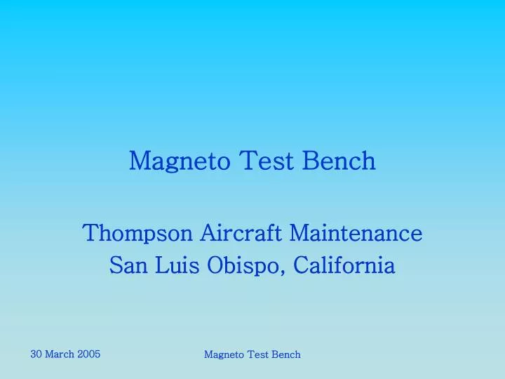 magneto test bench