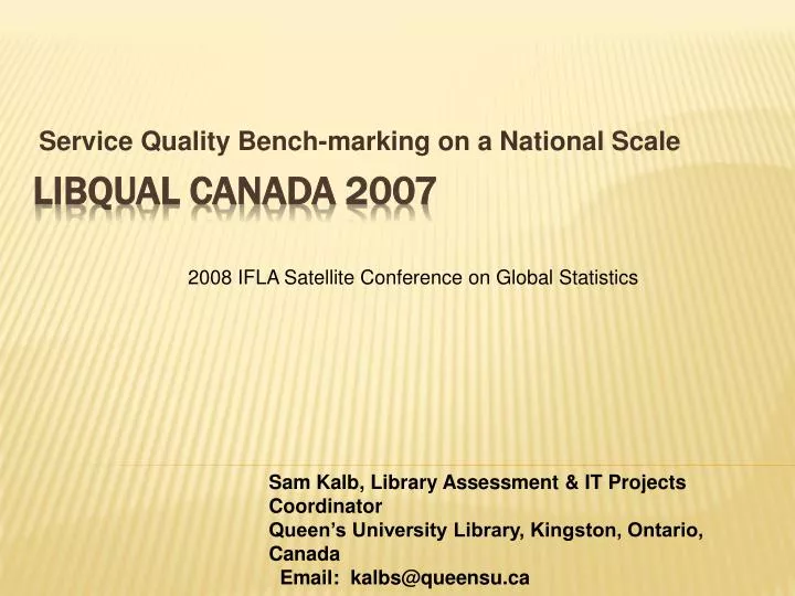 service quality bench marking on a national scale