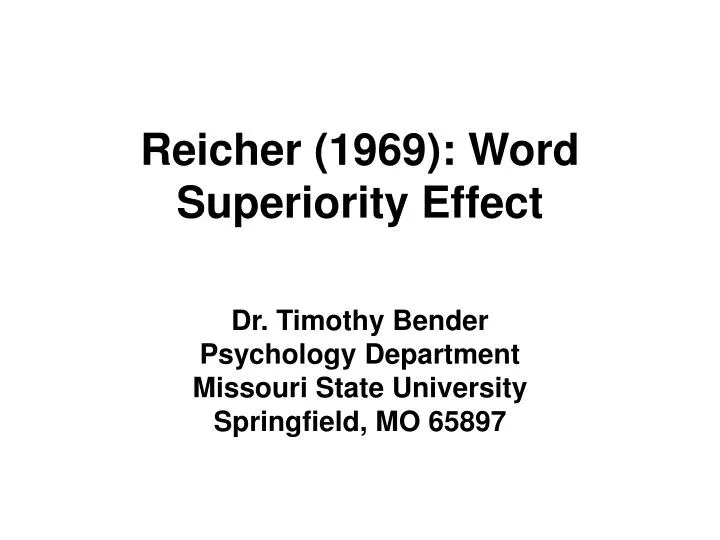 reicher 1969 word superiority effect