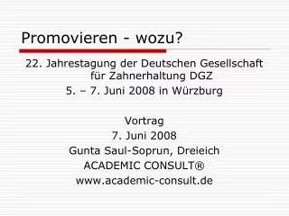 promovieren wozu