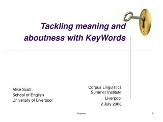 Tackling meaning and aboutness with KeyWords