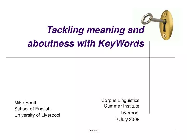 tackling meaning and aboutness with keywords