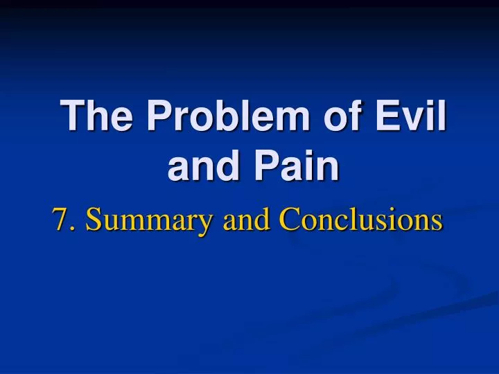 the problem of evil and pain