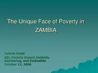 The Unique Face of Poverty in ZAMBIA