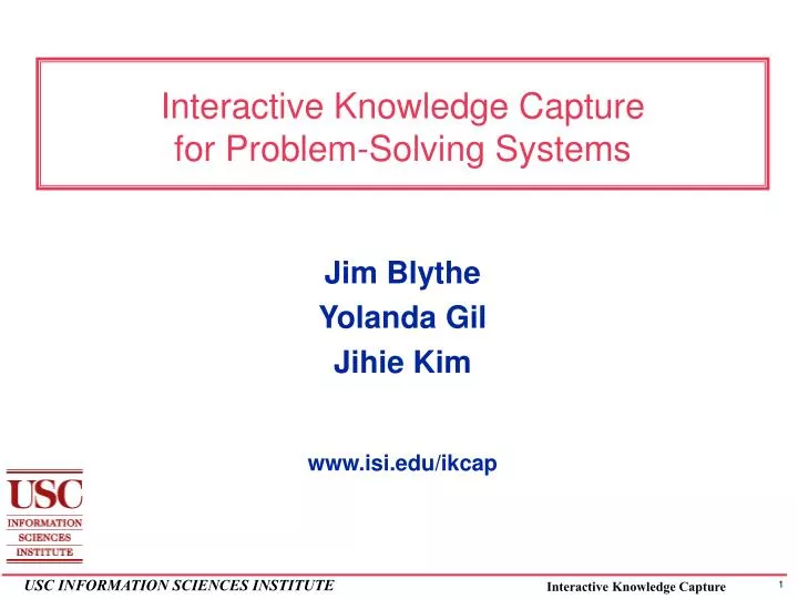 interactive knowledge capture for problem solving systems