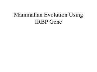 Mammalian Evolution Using IRBP Gene