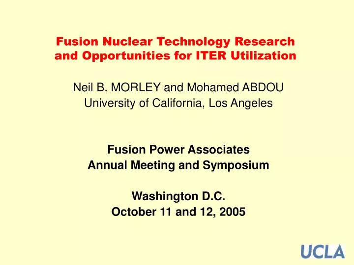 fusion nuclear technology research and opportunities for iter utilization