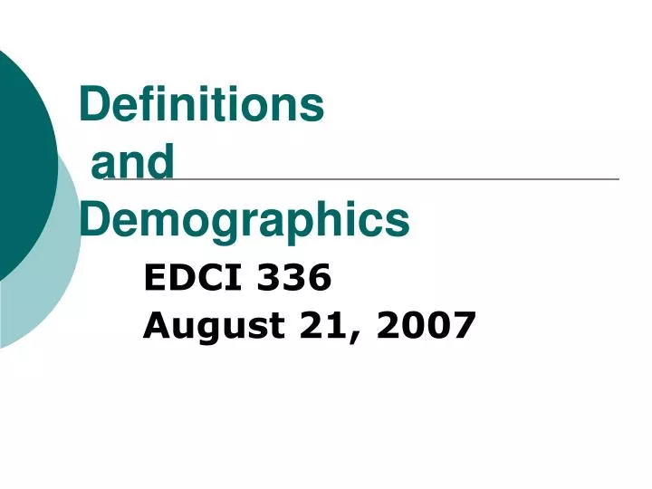 definitions and demographics