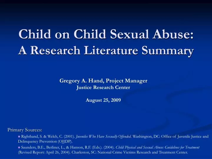 child on child sexual abuse a research literature summary