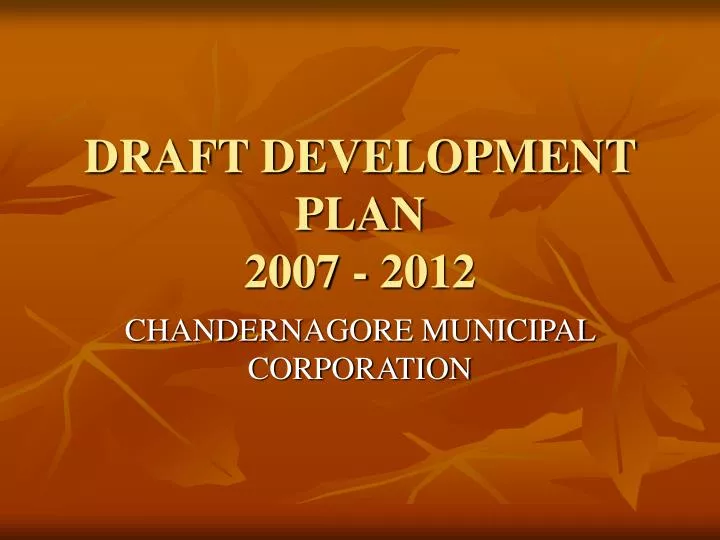 draft development plan 2007 2012