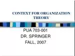 CONTEXT FOR ORGANIZATION THEORY - slide 1