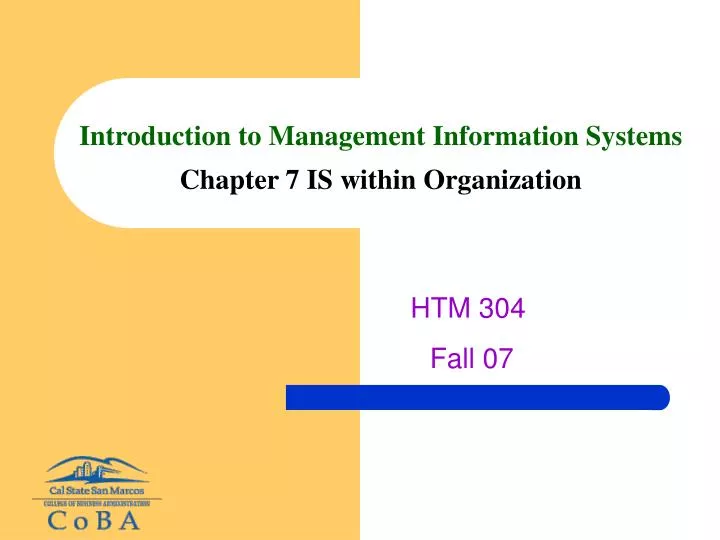 introduction to management information systems chapter 7 is within organization
