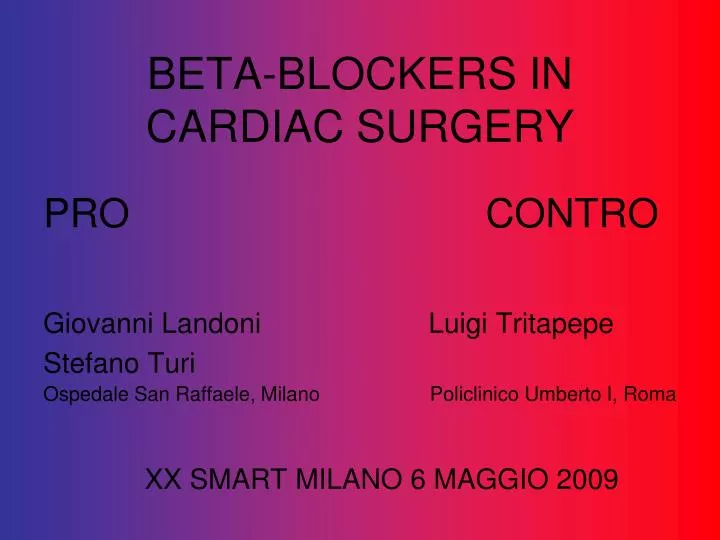 beta blockers in cardiac surgery