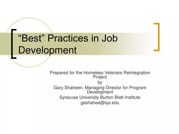 best practices in job development
