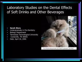 Laboratory Studies on the Dental Effects of Soft Drinks and Other Beverages
