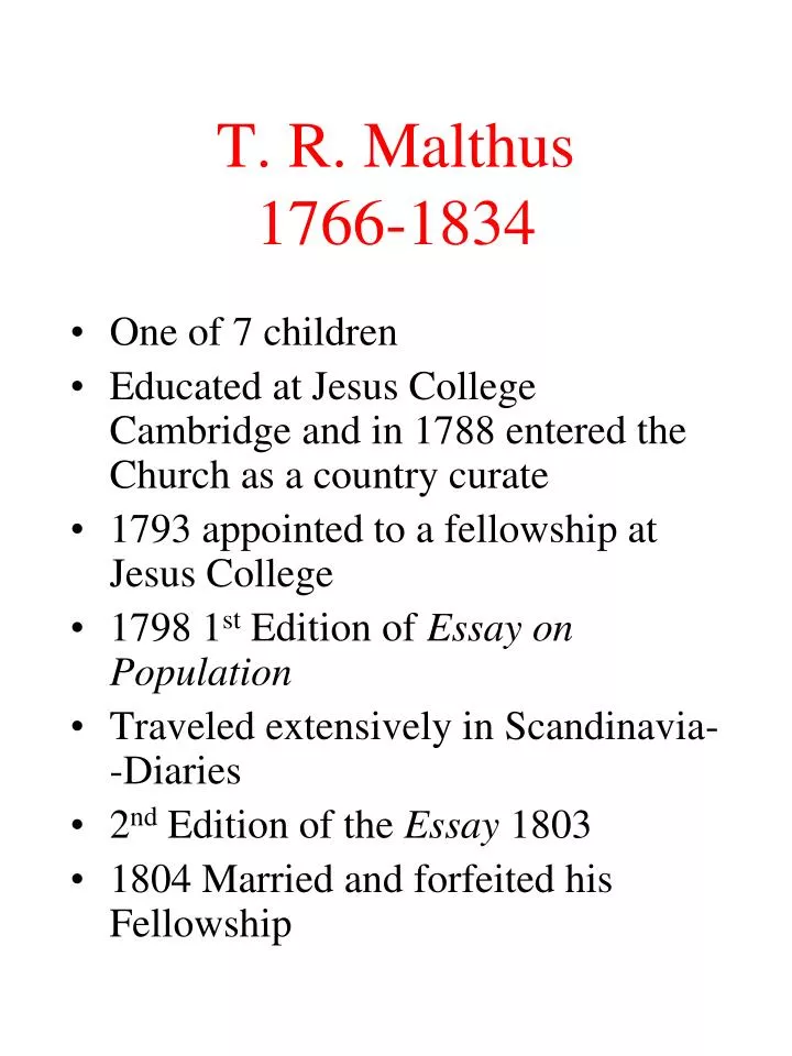 t r malthus 1766 1834