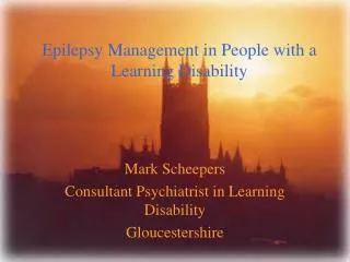 Epilepsy Management in People with a Learning Disability
