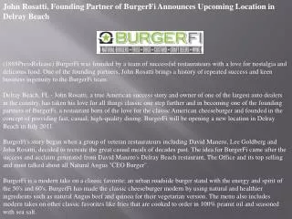 john rosatti, founding partner of burgerfi announces upcomin