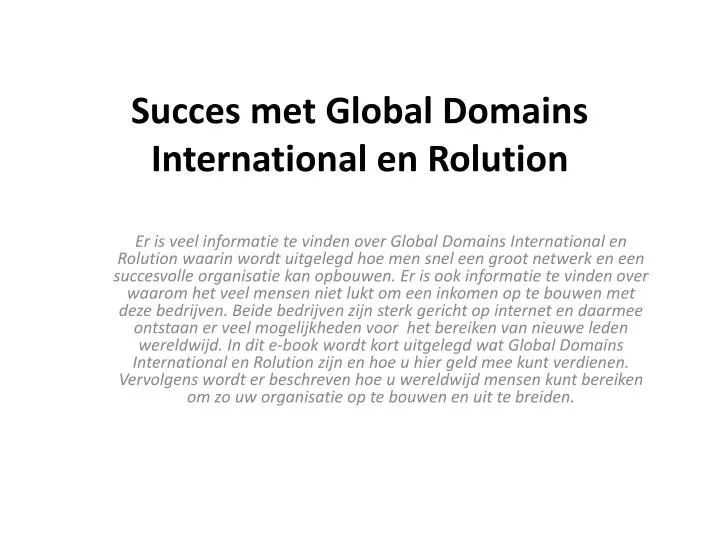 succes met global domains international en rolution