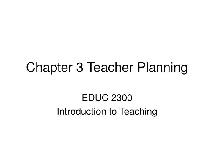 chapter 3 teacher planning