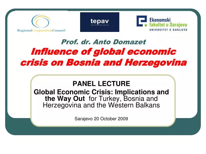 prof dr anto domazet influence of global economic crisis on bosnia and herzegovina