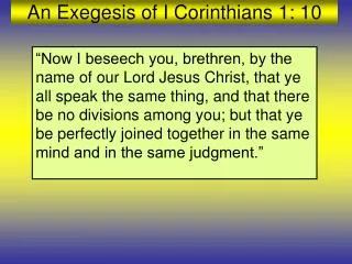 an exegesis of i corinthians 1 10