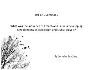 291 ENL Seminar 3 What was the influence of French and Latin in developing new domains of expression and stylistic leve