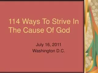 114 Ways To Strive In The Cause Of God