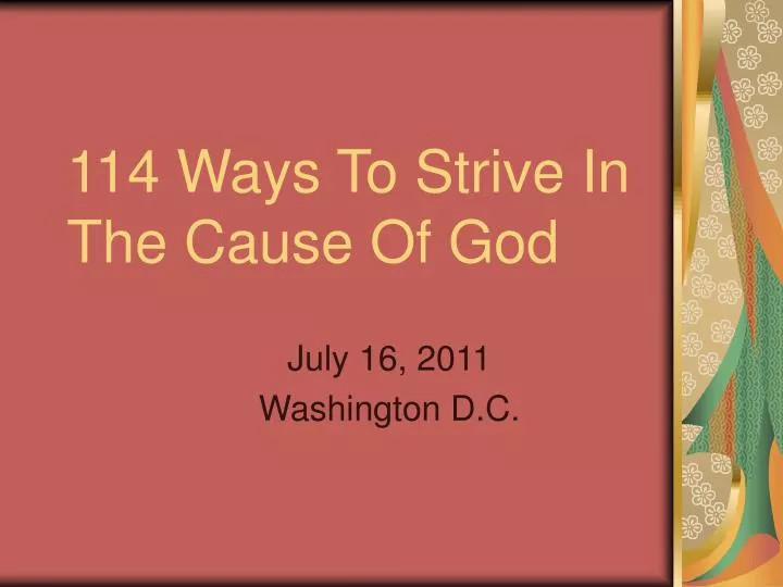 114 ways to strive in the cause of god