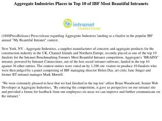 aggregate industries places in top 10 of ibf most beautiful