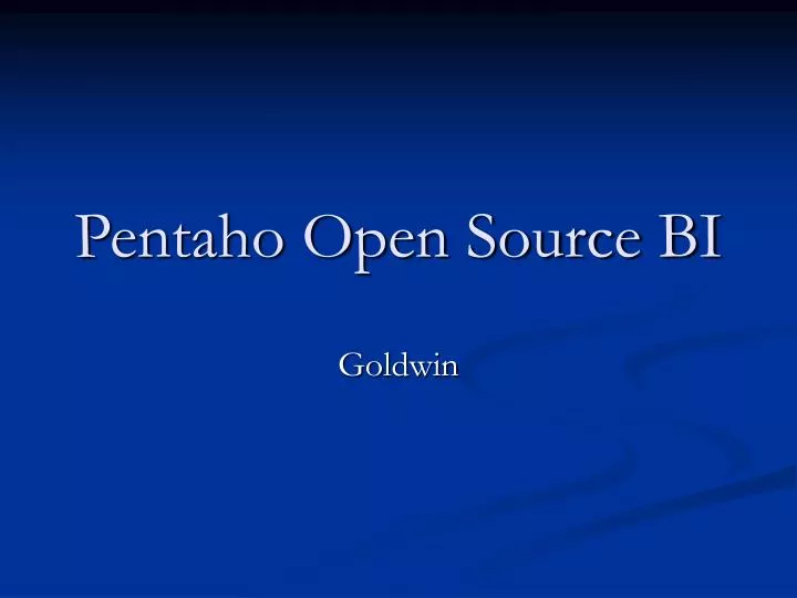 pentaho open source bi