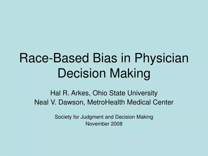 race based bias in physician decision making