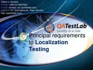 principal requirements to localization testing