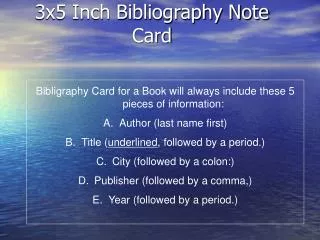 3x5 Inch Bibliography Note Card