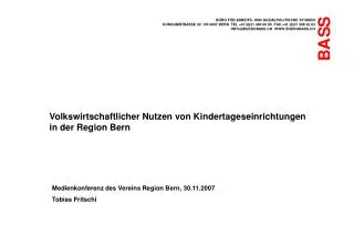 Volkswirtschaftlicher Nutzen von Kindertageseinrichtungen in der Region Bern