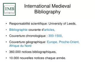 international medieval bibliography