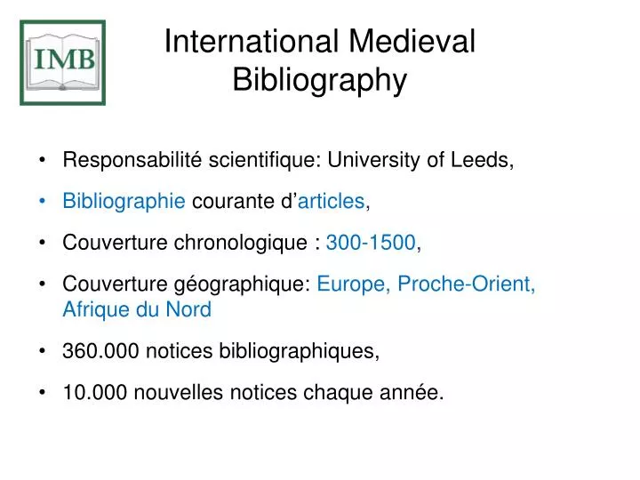 international medieval bibliography