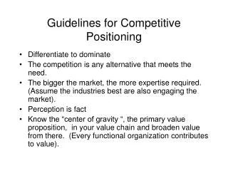 Guidelines for Competitive Positioning