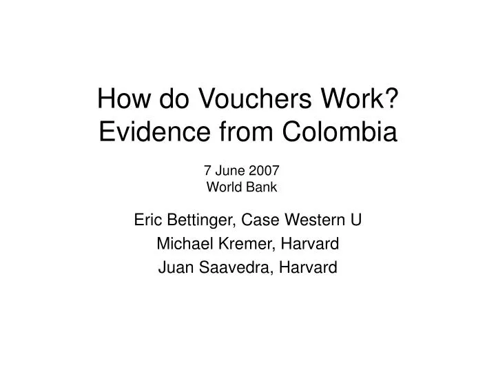how do vouchers work evidence from colombia