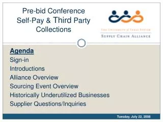 Pre-bid Conference Self-Pay &amp; Third Party Collections