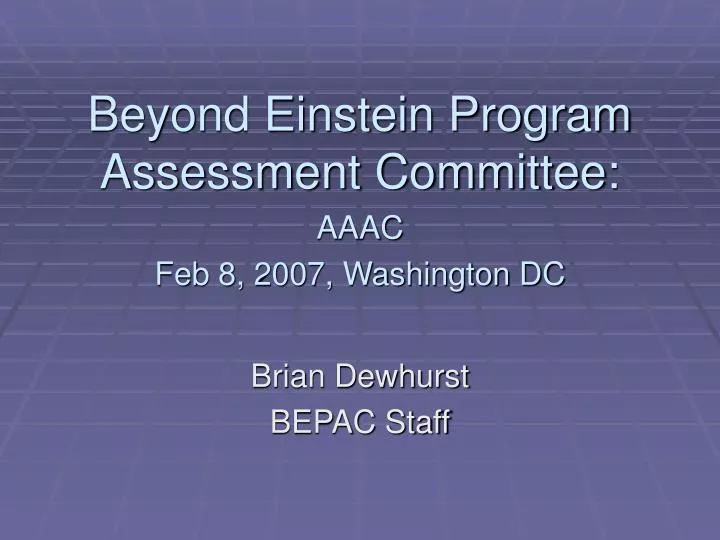 beyond einstein program assessment committee