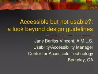Accessible but not usable?: a look beyond design guidelines